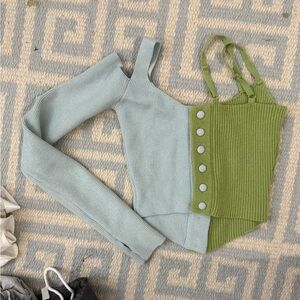 Two-Tone Knit Sweater Danielle Guizio crop xs
